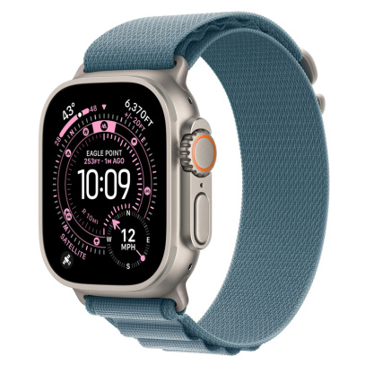 Apple Watch Ultra 3 (2025), 49 мм корпус из титана цвета «Natural», ремешок Alpine Loop размера S цвета «Light Blue»