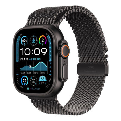 Apple Watch Ultra 2 (2024), 49 мм корпус из титана цвета «Black», ремешок Titanium Milanese Loop размера S цвета «Black»