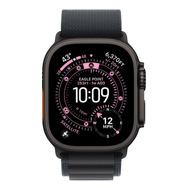 Apple Watch Ultra 3 (2025), 49 мм корпус из титана цвета «Black», ремешок Alpine Loop размера L цвета «Black»