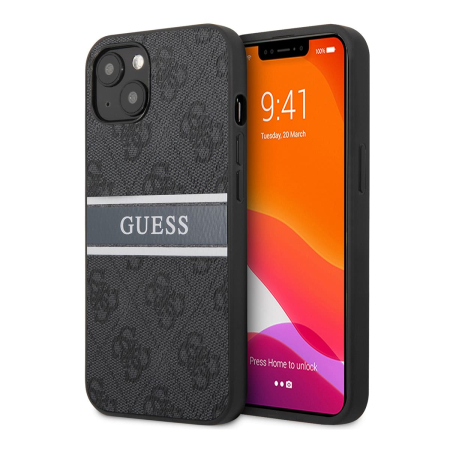 Чехол Guess для iPhone 13 PU Saffiano with metal logo Hard (GUHCP13MPSASBGR) Серый