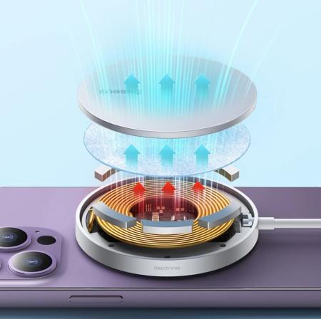 Беспроводное зарядное устройство Baseus Simple Mini3 Magnetic Wireless Charger 15W CCJJ040012 (BS-W529) White, белый