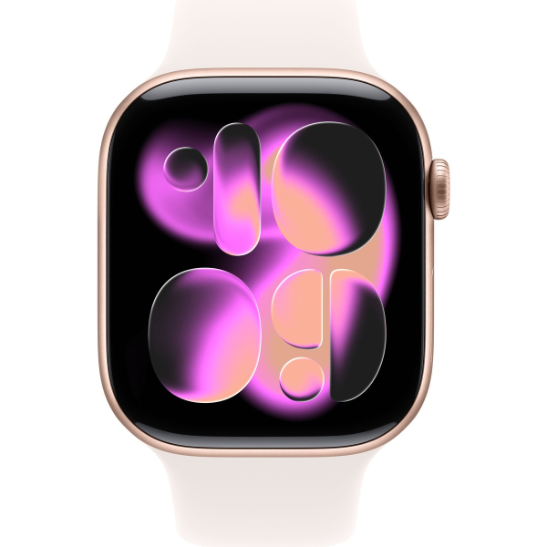Apple Watch Series 11, 42 мм корпус из алюминия цвета «Rose Gold», ремешок Sport Band размера S/M цвета «Light Blush»