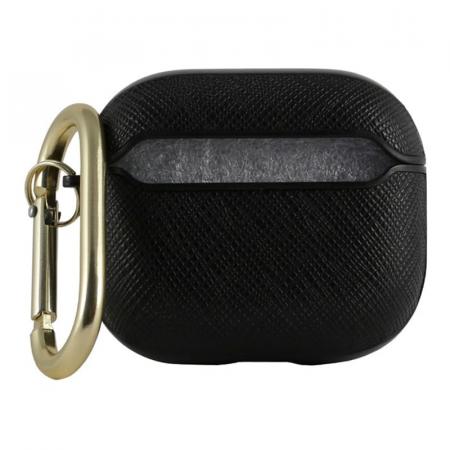 Чехол Guess с карабином для AirPods 3 CG Mobile PU Saffiano with metal logo (GUA3SASMK) Черный